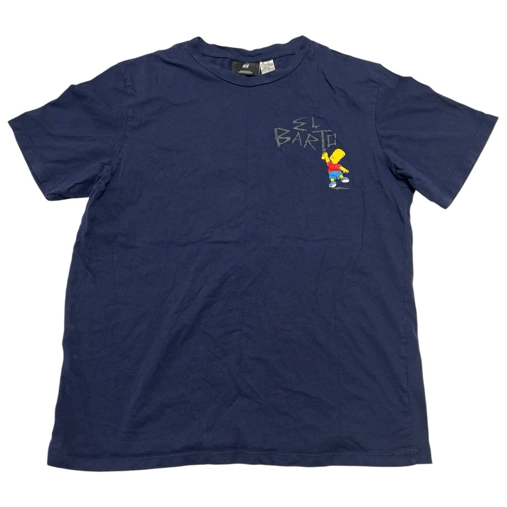 Simpsons Shirt H&M Men's  X Large Blue El Barto Graffiti T-shirt Short Sleeve